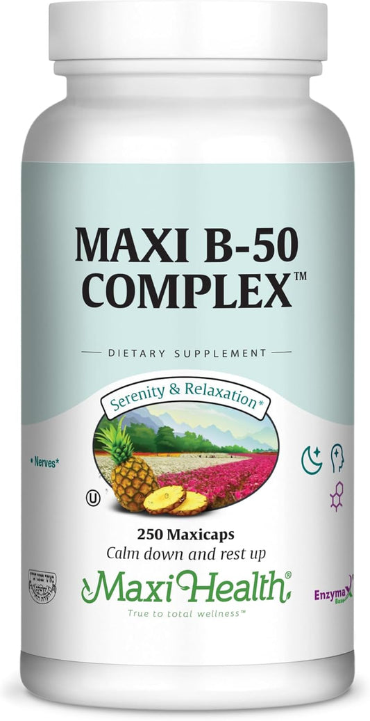 maxi-health-stress-relief-vitamin-b-complex-supplement---100-count-vegan-gluten-free-kosher---b6-b12-biotin-inositol-folate-for-men-and-women-1