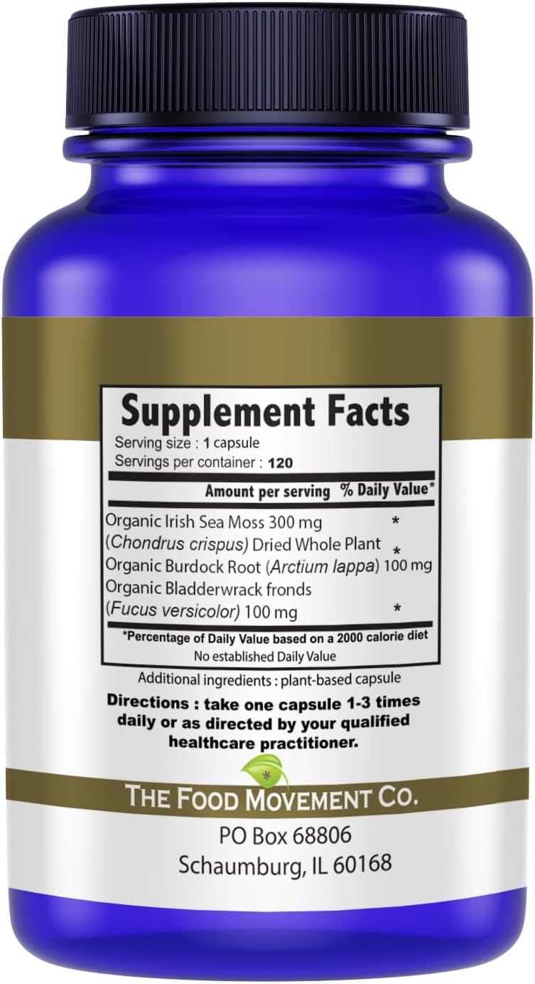 Organic Sea Moss Master Formula with Burdock Root & Bladderwrack for Gut Health - Vegan Supplement for Optimal Well-Being - 120 Capsules - Espot.com.au
