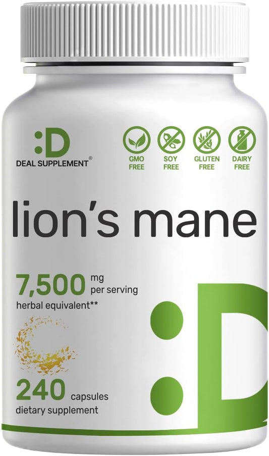 lions-mane-mushroom-supplement-7500mg-240-capsules---fruiting-body-mycelium-extract---brain-immune-support---non-gmo---deal-supplement-1
