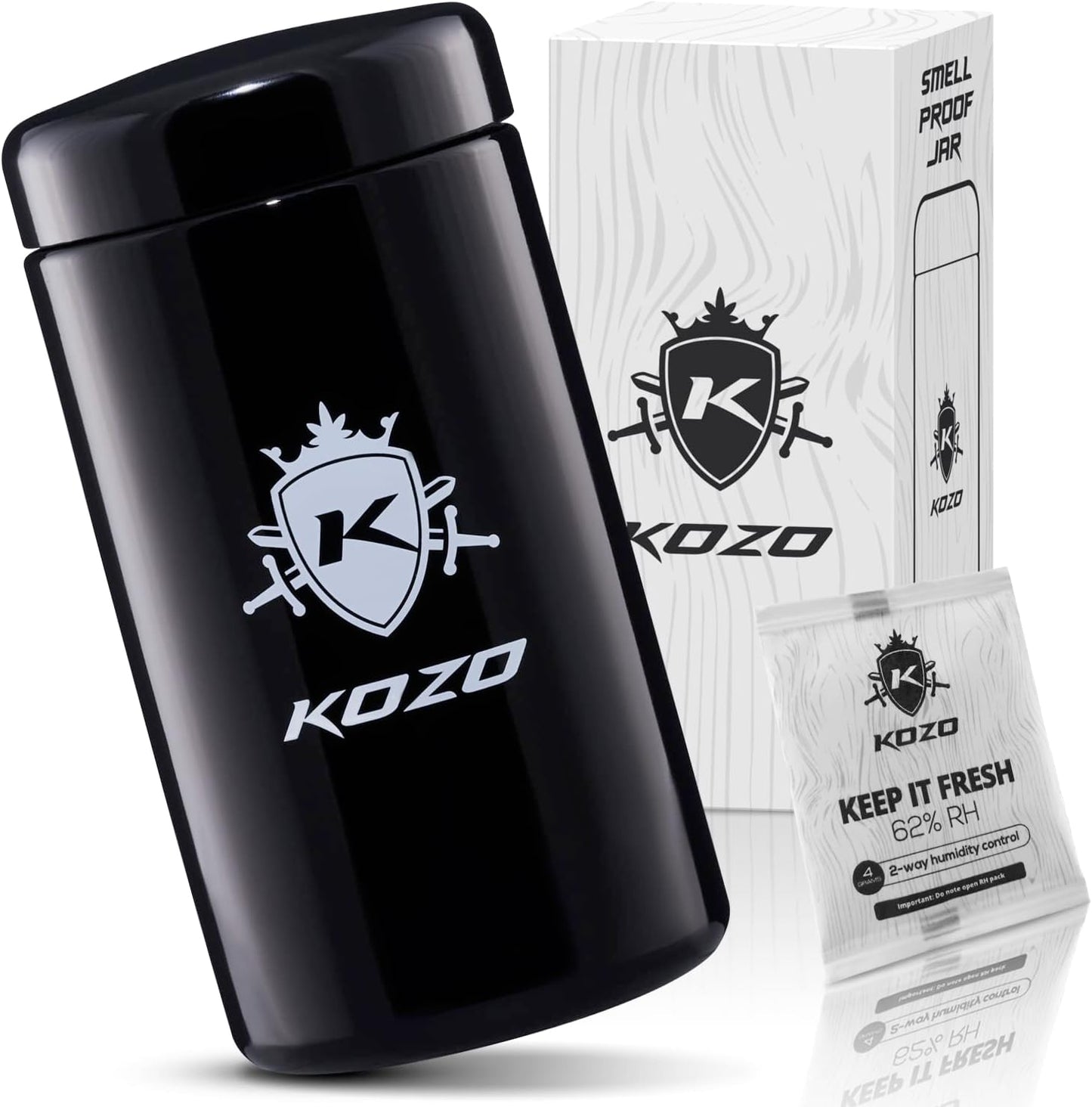 Black Glass Airtight Storage Jar with UV Protection, Humidity Pack - Medium 1 Oz Size (500ml) - Keep Spices and Herbs Fresh - Espot.com.au