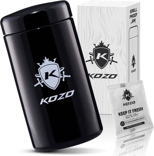 Black Glass Airtight Storage Jar with UV Protection, Humidity Pack - Medium 1 Oz Size (500ml) - Keep Spices and Herbs Fresh - Espot.com.au