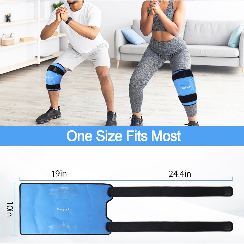 Large Knee Ice Pack for Sports Injuries - Gel Wrap for Knee, Leg, Elbow - Pain Relief for Swelling, Arthritis, Meniscus Tear, ACL - Multifunctional Cold Therapy Pack - Espot.com.au