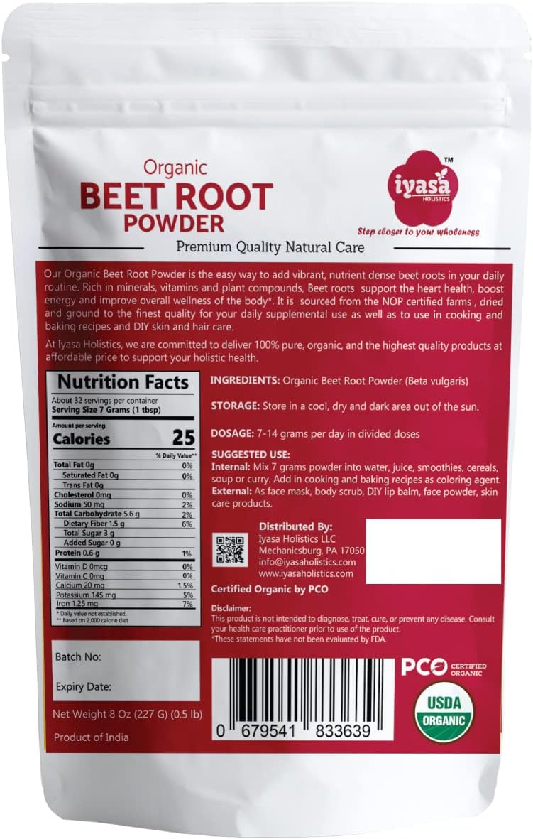 iyasa-holistics-organic-beet-root-powder---plant-based-superfood-for-nitric-oxide-boost-and-blood-circulation-support---vegan-and-gluten-free---8-oz-223-gm---ideal-for-pre-and-post-workout-baking-and-cooking-2