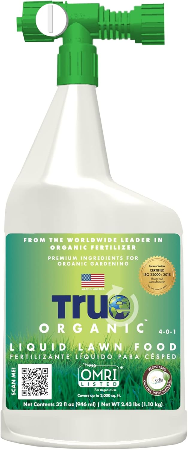 Organic Liquid Lawn Fertilizer with Iron for Rapid Green-Up - Covers 2,000 Sq. Ft. - 32 fl. oz. Hose-End Sprayer - Espot.com.au
