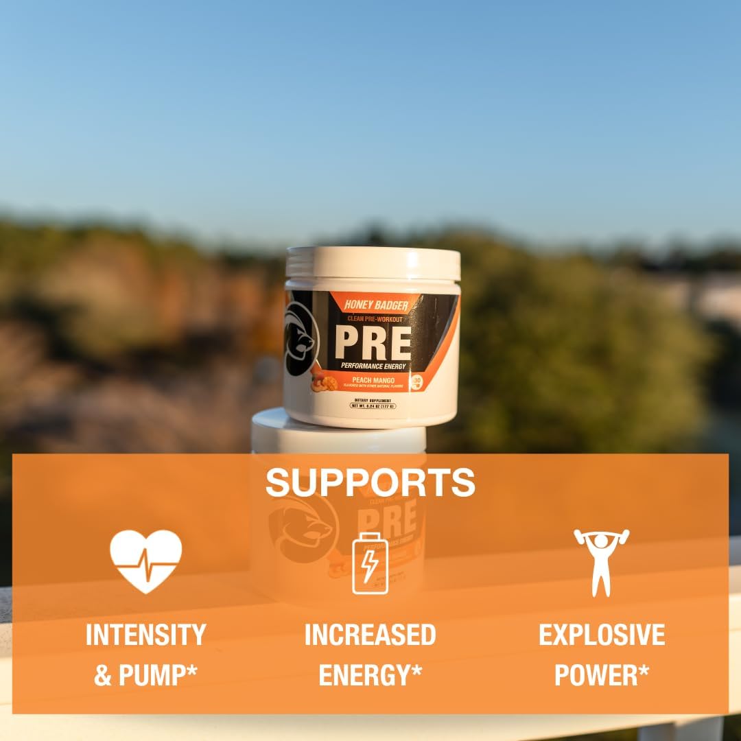 peach-mango-honey-badger-pre-workout-powder---keto-vegan-energy-supplement-for-men-women-with-beta-alanine-caffeine---30-servings-3