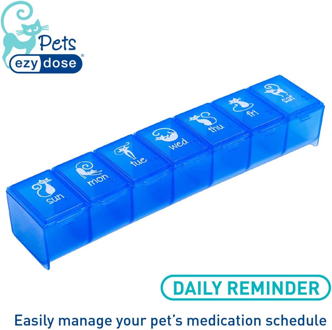 7-day-ezy-dose-pet-pill-case---medicine-planner-vitamin-organizer-for-cats---large-compartments-with-blue-lids---convenient-for-treats-travel---bpa-free-2