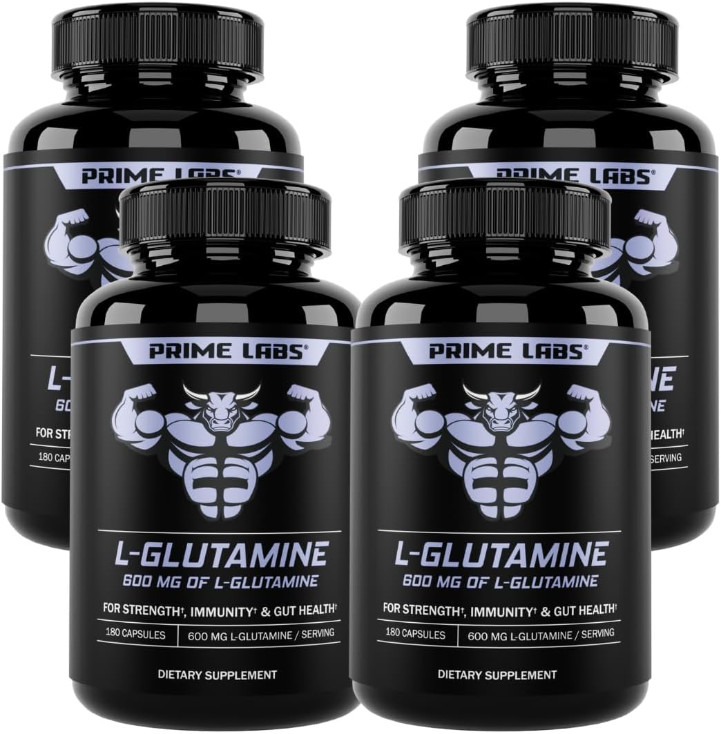 4-pack-l-glutamine-capsules-600mg---boost-strength-muscle-recovery-immunity-gut-health---amino-acid-supplement-for-men-women---non-gmo---by-prime-labs-1