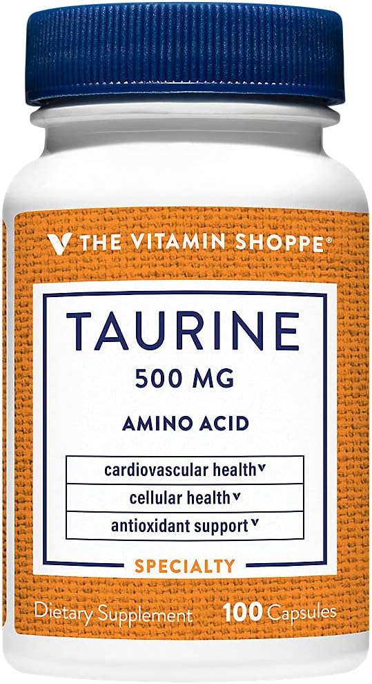 Vitamin Shoppe Taurine 500MG Capsules with Vitamin B6 - Antioxidant for Cellular & Cardiovascular Health, Brain & Memory Support - Espot.com.au