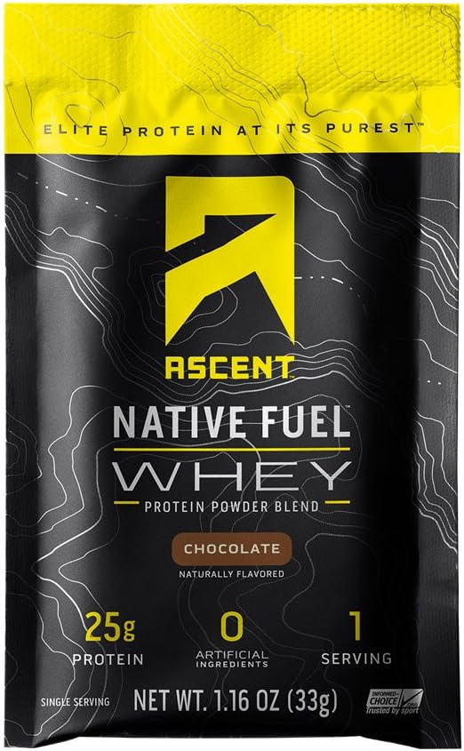 Chocolate Ascent Native Fuel Whey Protein Powder - 15 Convenient Single Serving Packets - Espot.com.au