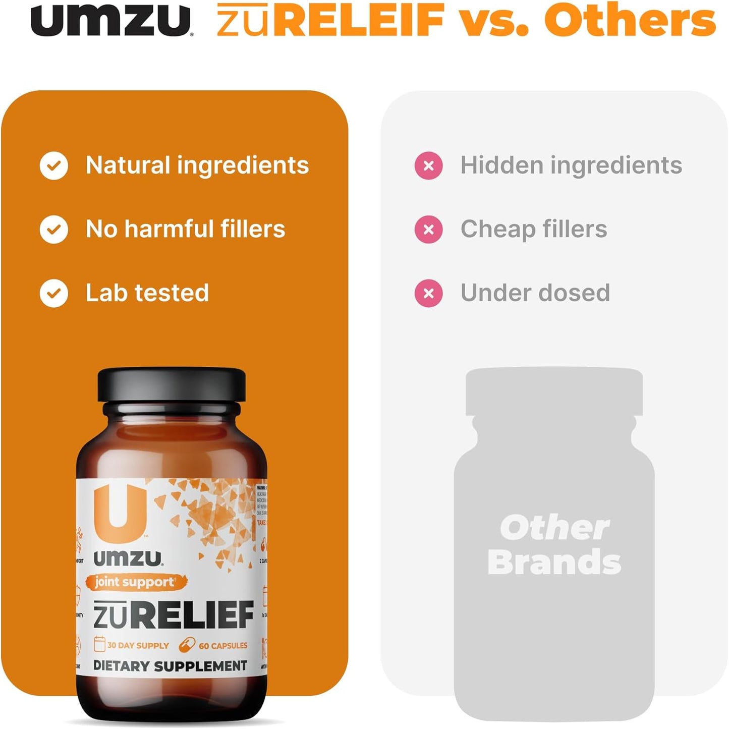 UMZU Joint Comfort Turmeric Curcumin Supplement with 7 Natural Ingredients for Joint Health & Immunity - Includes Bromelin, Boswellia & BioPerine Black Pepper (30 Day Supply, 60 Capsules) - Espot.com.au