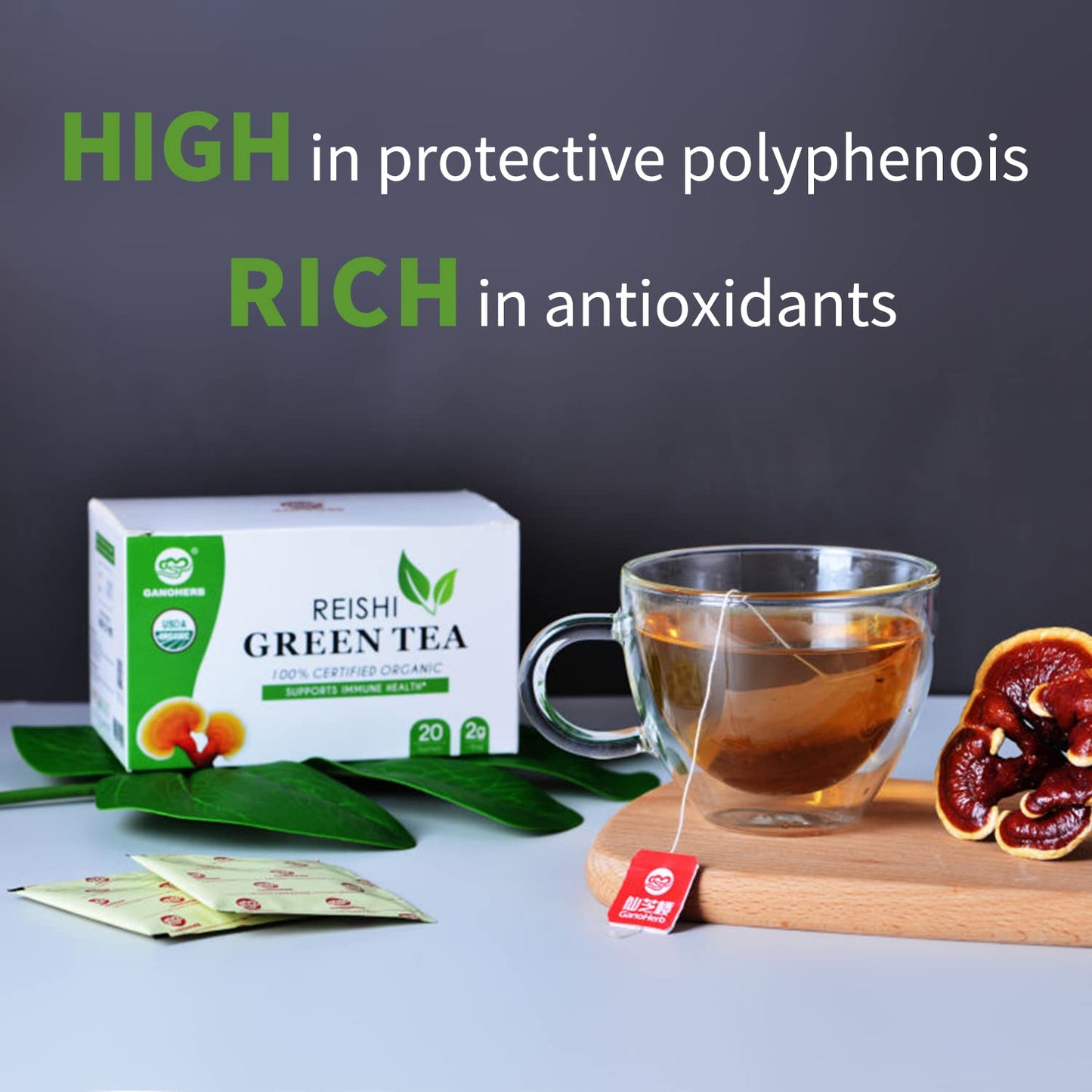 organic-reishi-mushroom-green-tea-bags---herbal-tea-with-ganoderma-lucidum-for-immune-support-stress-relief-and-energy---vegan-paleo-gluten-free---007-ounce-20-count-2