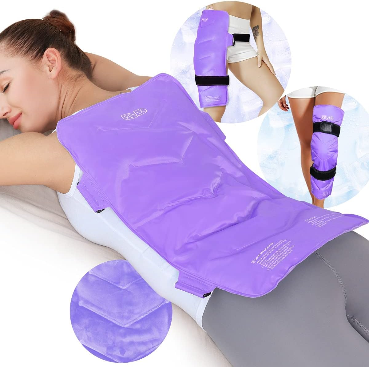 Large Reusable Gel Cold Pack for Knee Injuries and Full Back Pain Relief - REVIX - Espot.com.au