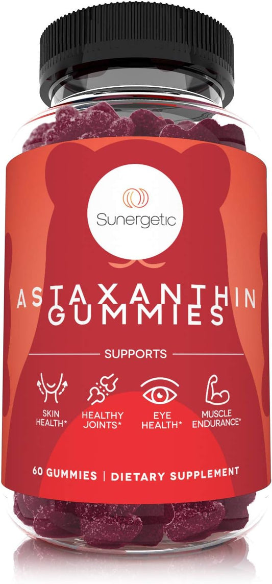 Astaxanthin Gummies with AstaReal® for Skin, Joint, Muscle & Eye Health - 60 Berry Flavored Gummies - 4mg Astaxanthin per Serving - Espot.com.au