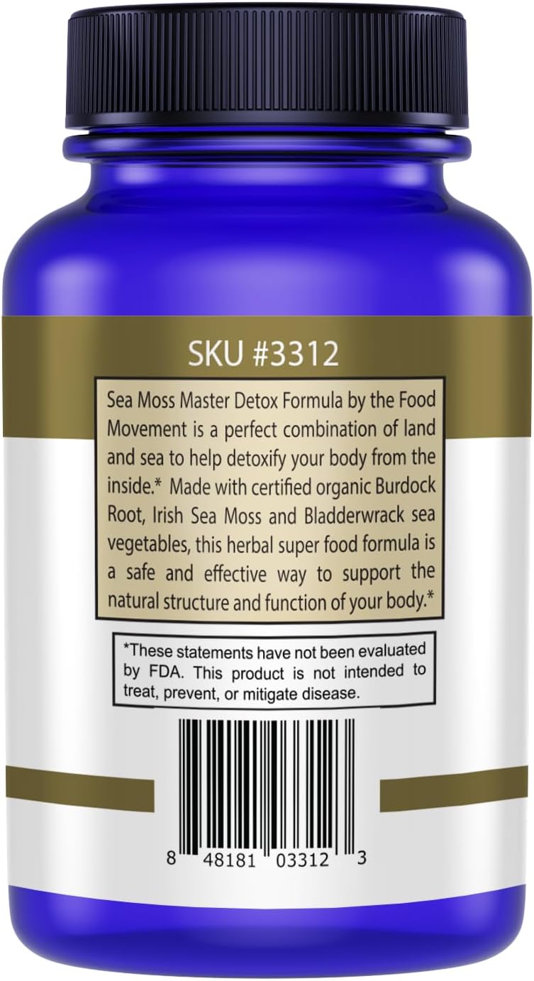 Organic Sea Moss Master Formula with Burdock Root & Bladderwrack for Gut Health - Vegan Supplement for Optimal Well-Being - 120 Capsules - Espot.com.au