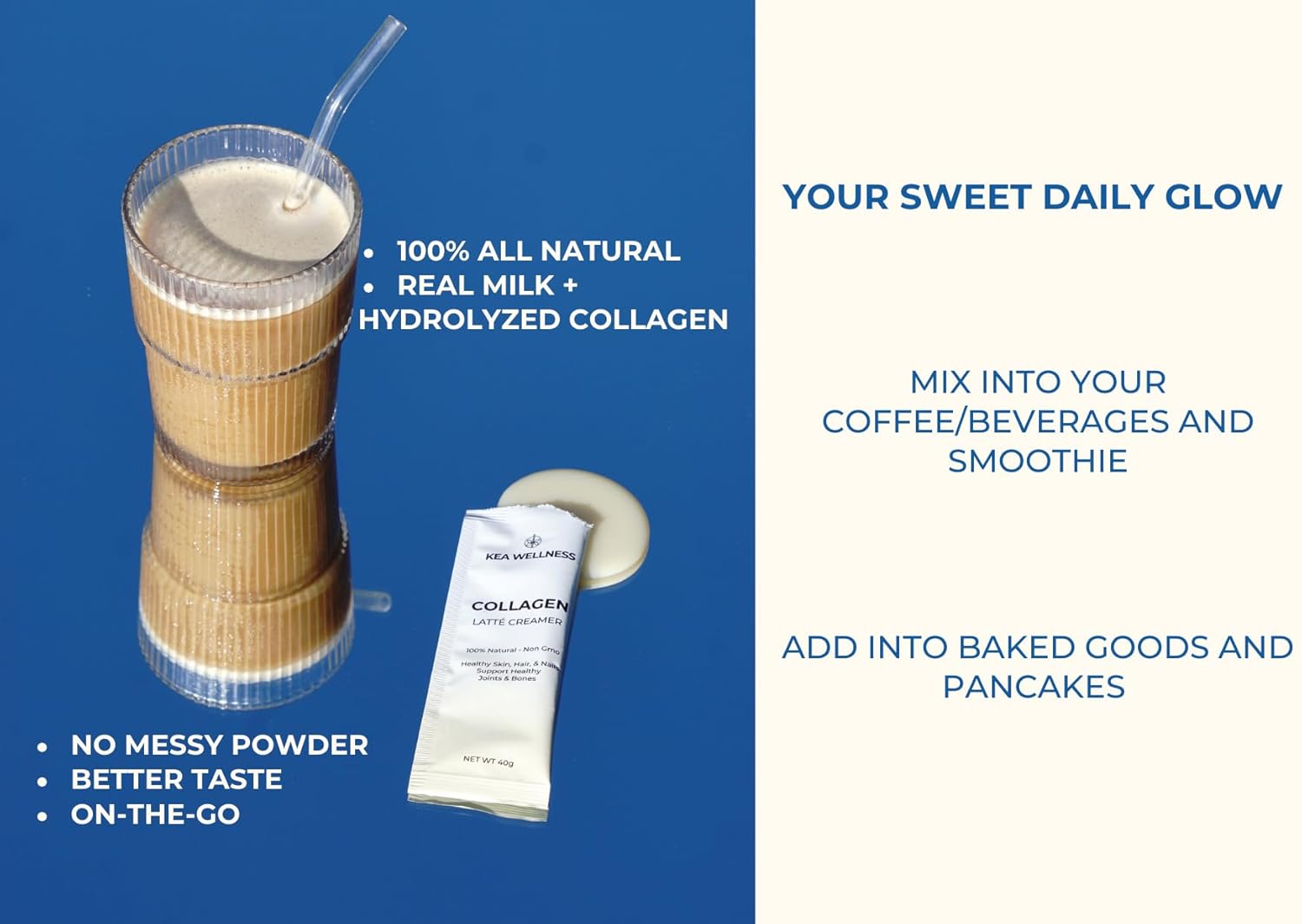 All-Natural Liquid Collagen Coffee Creamer with Bovine & Marine Peptides - Types I, II, III - Single-Serve 12-Pack - Boost Health & Beauty Naturally - Espot.com.au