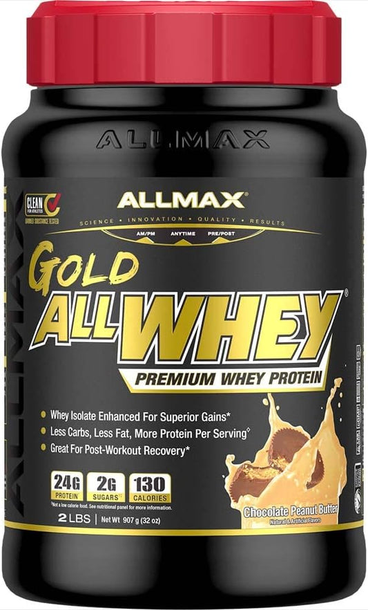 allmax-nutrition-gold-allwhey-chocolate-peanut-butter-protein-powder---2-lb---24g-protein-per-serving---gluten-free-low-carb-low-sugar---30-servings-1