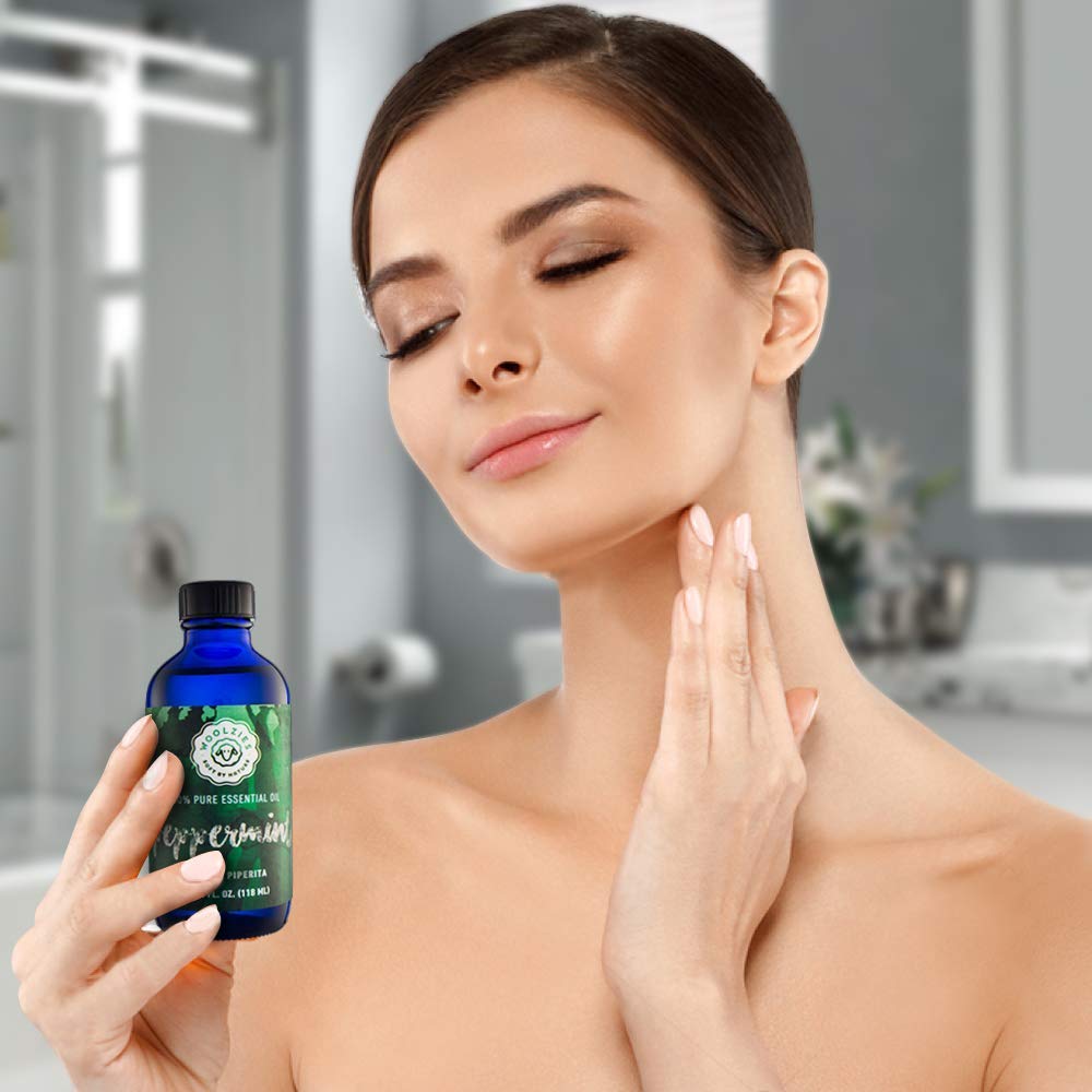 Organic Peppermint Essential Oil - 4 fl oz Pure Therapeutic Grade Aromatherapy Oil for Diffusers, Humidifiers, Hair Growth, Skin, Headaches & Muscle Pain - Espot.com.au