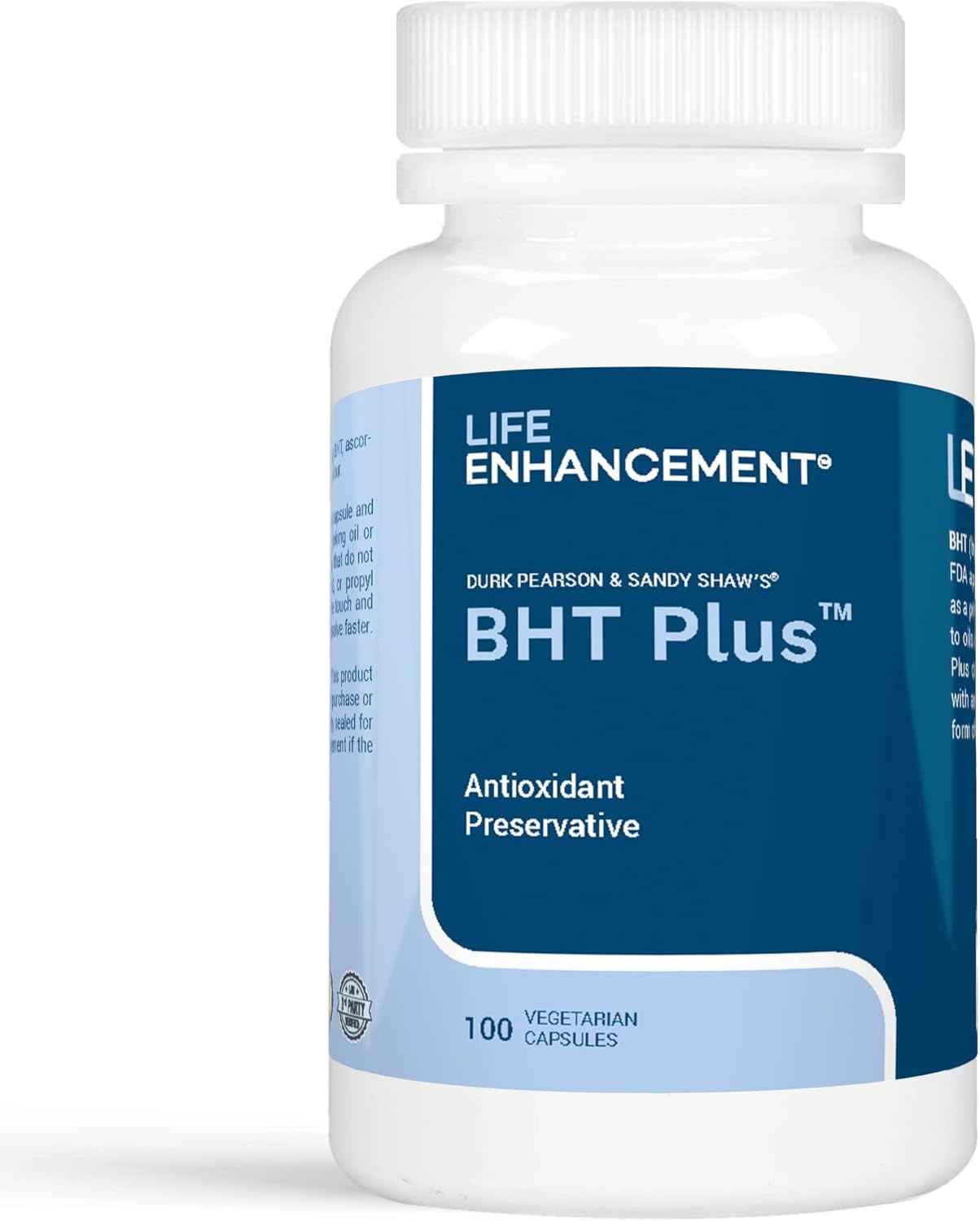 180mg BHT and 80mg Vitamin C Antioxidant Preservative - Life Enhancement BHT Plus - 100 Servings