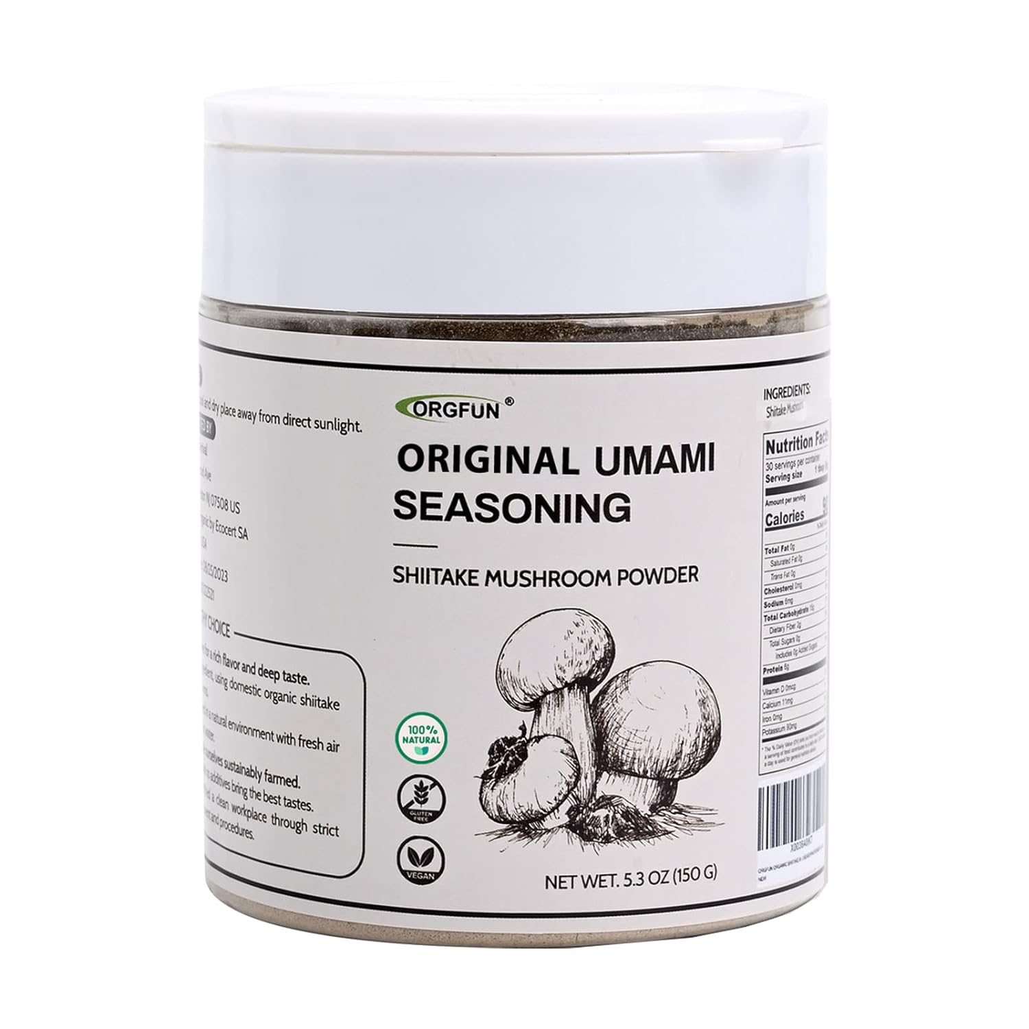 Organic Umami Seasoning with Shiitake Mushroom Powder for Cooking - 5.3 Oz - Espot.com.au