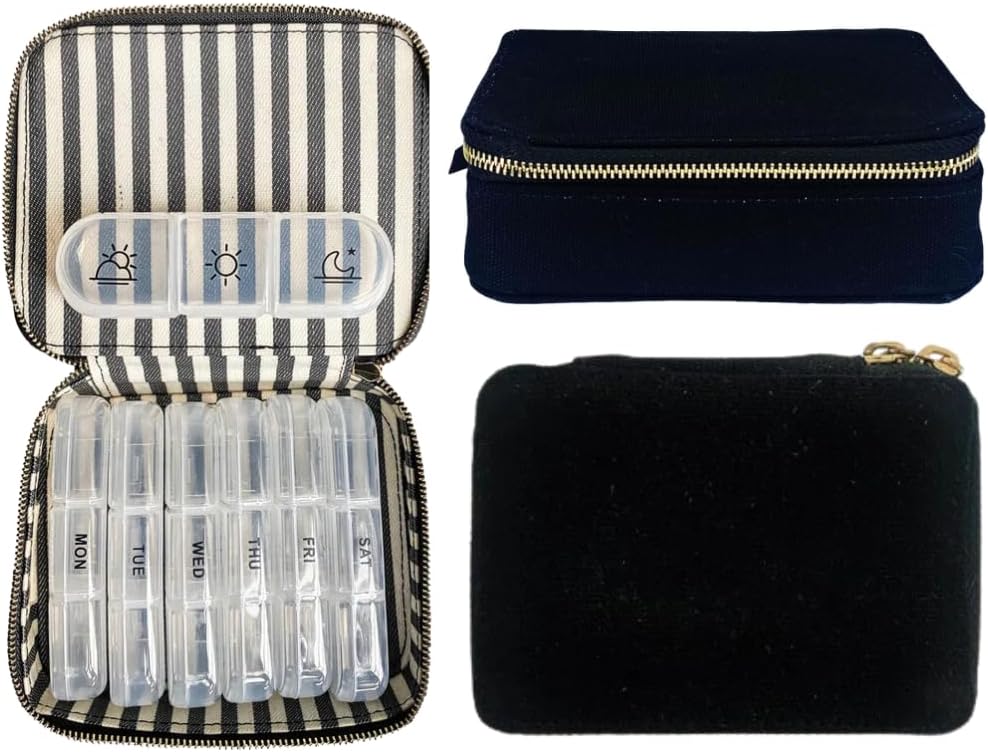 personalized-travel-pill-organizer-with-monogramming---black-daily-medication-case-for-travel-vitamin-container-for-traveling-3