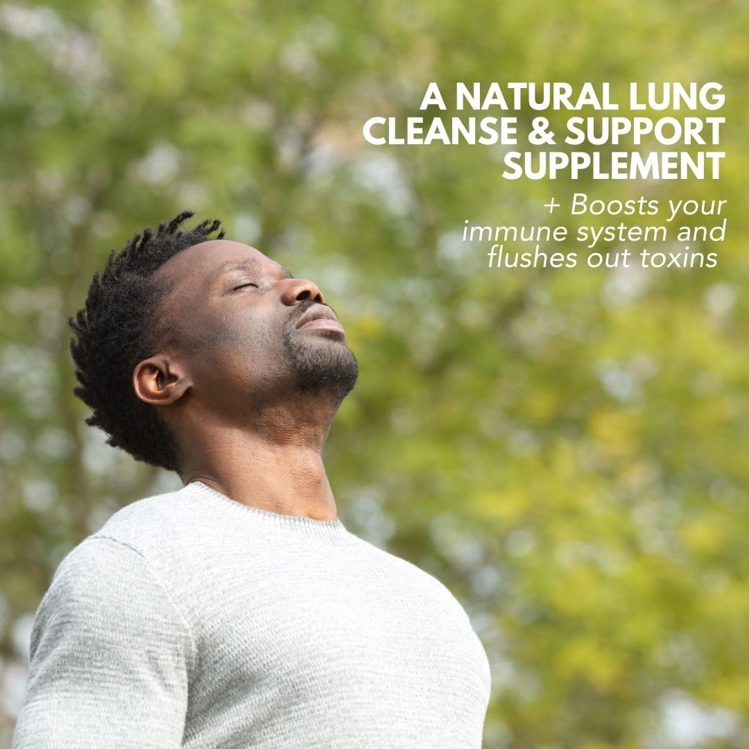 Advanced Lung Support Supplement with Unique Formula - Chaga Mushroom, Turmeric, Honeysuckle Flower, Pomegranate Blend - Promotes Respiratory Health, Detox, Cleanse - 90 Capsules - Espot.com.au