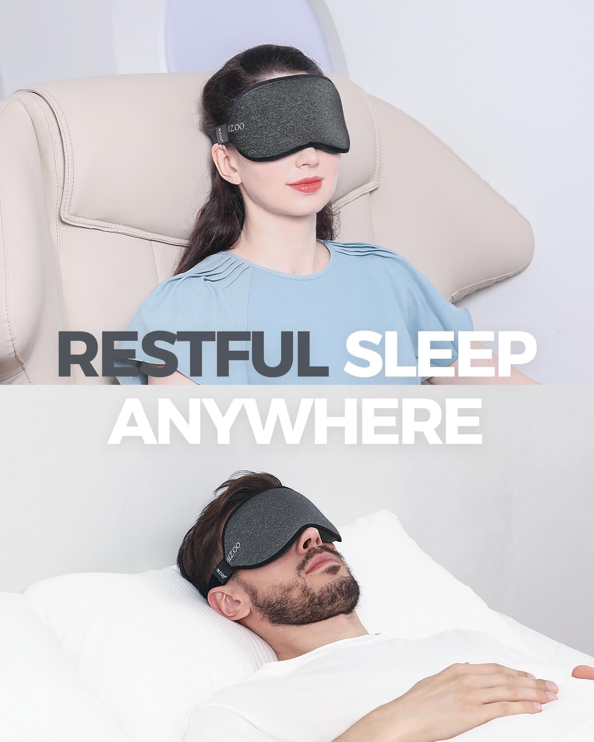 Luxury Sleep Mask for Back and Side Sleeper - Completely Blocks Light for Men and Women - Zero Eye Pressure 3D Contoured Night Blindfold - Breathable and Soft Eye Shade Cover - Espot.com.au