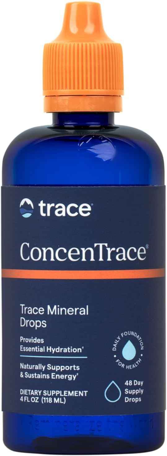 ConcenTrace Trace Mineral Drops - Liquid Supplement for Bone and Joint Support - Hydration and Electrolyte Restoration - Unflavored - 4 fl oz (48 Servings)