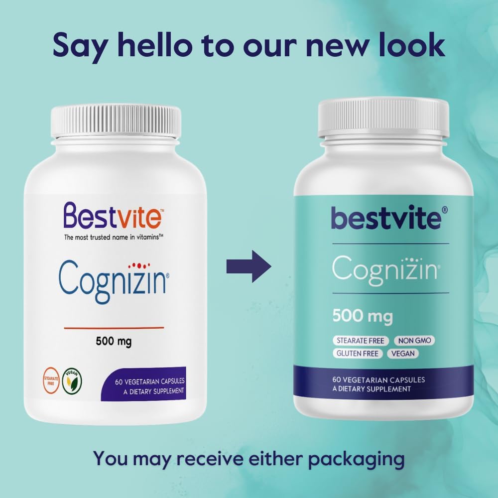 Cognizin 500mg Premium Choline Nootropic Capsules - Vegan, Non GMO, Gluten Free - Clinically Studied Brain Supplement for Memory and Focus - 60 Vegetarian Capsules - Espot.com.au
