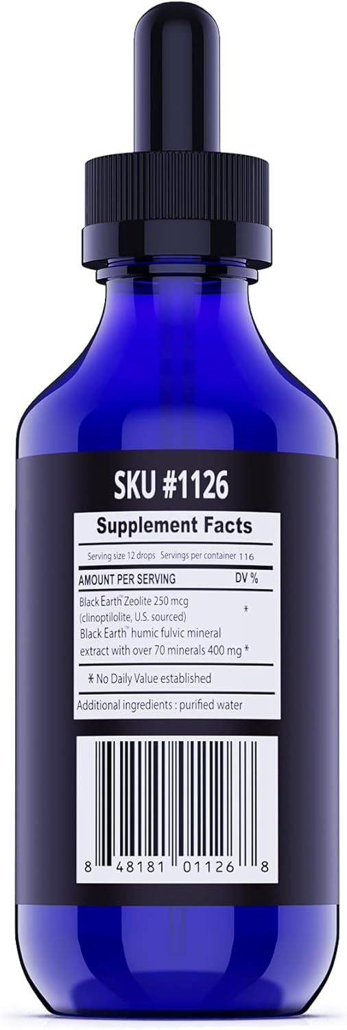 Black Earth Zeolite with Humic Fulvic Acids Trace Minerals Liquid Drops - Detox & Gut Health Support for Adults & Kids - 4 Fl Oz - Espot.com.au