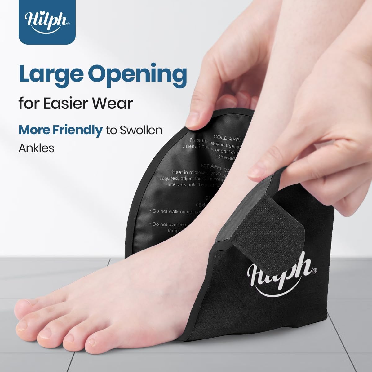 Reusable Gel Ice Pack Ankle Wrap for Injuries - Hot Cold Therapy for Sprained Ankle, Swelling, Bruises - Hilph Ankle Ice Pack (Black) - Espot.com.au