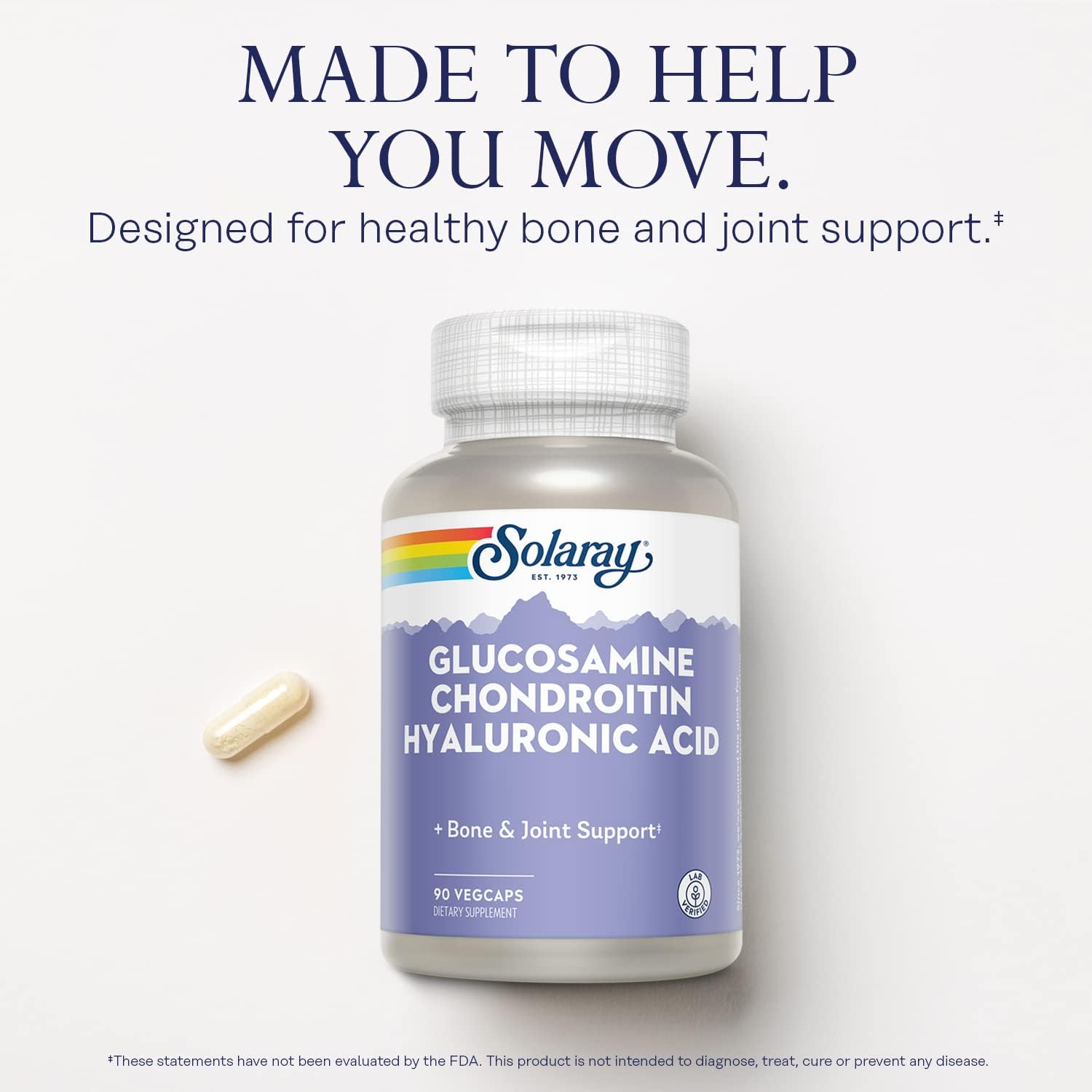 High Strength Glucosamine Chondroitin Hyaluronic Acid Supplement 90 Capsules by SOLARAY - 1500mg/1000mg/20mg Formula for Joint Health - Espot.com.au