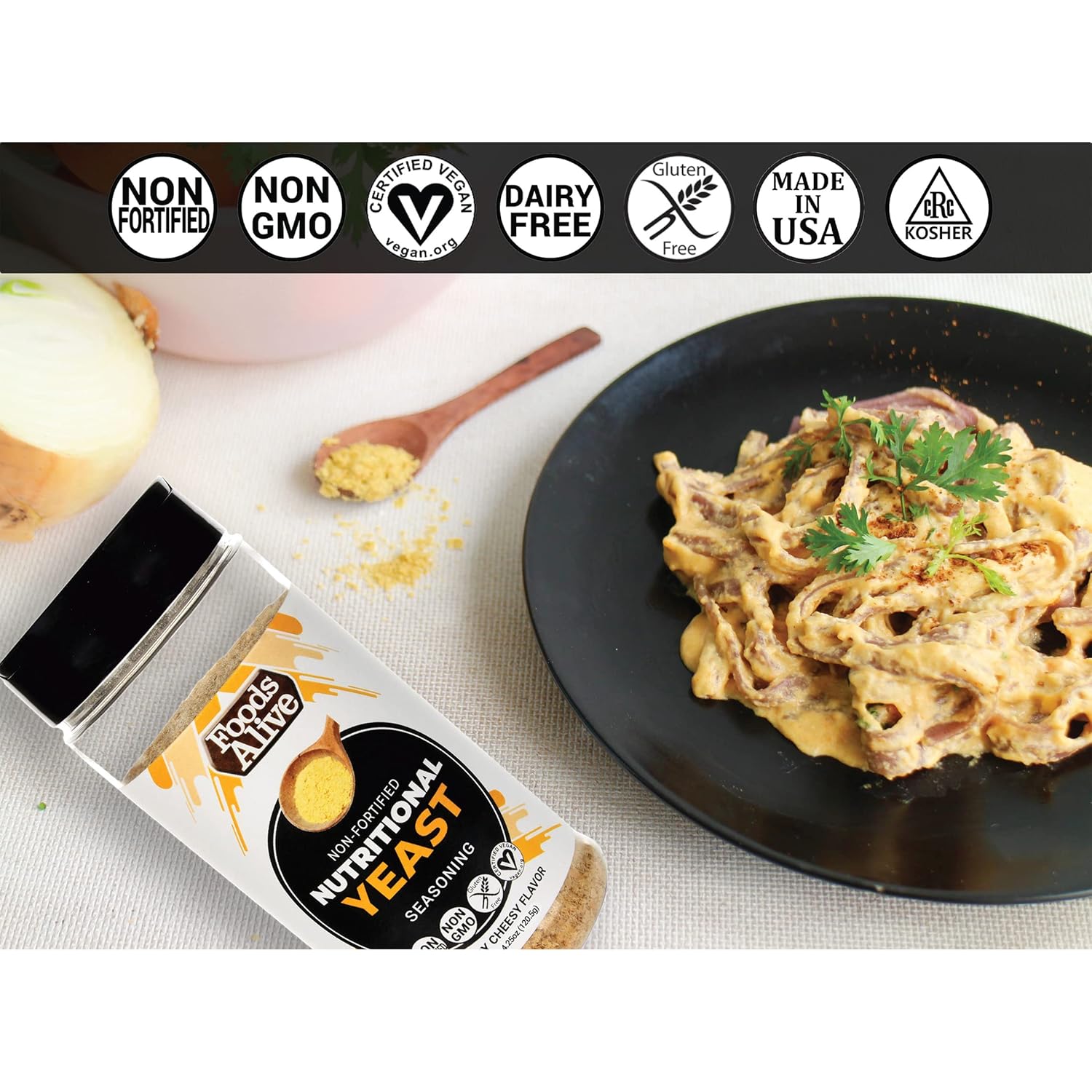 6oz Shaker of Foods Alive Non-Fortified Nutritional Yeast Flakes - Gluten-Free Vegan Protein, Cheese Powder, Popcorn Seasoning, Keto & Whole Foods Flavor Booster
