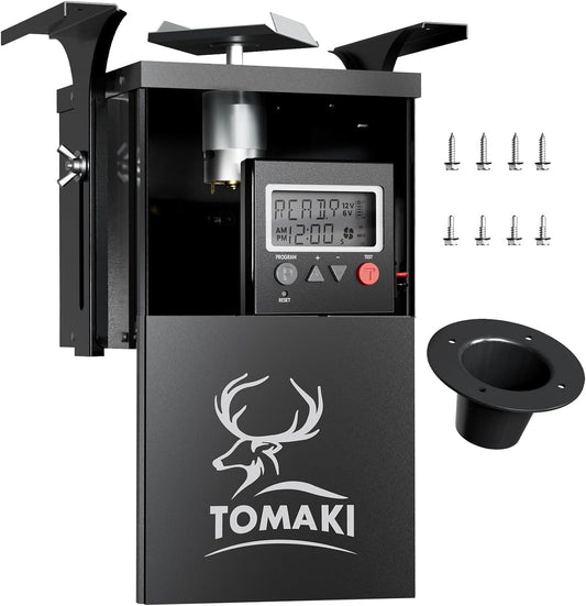 6V Deer Feeder Kit with Metal Motor and Timer, Digital Game Feeder, Mounting Bracket, 8 Feed Times, Easy Install, Weatherproof