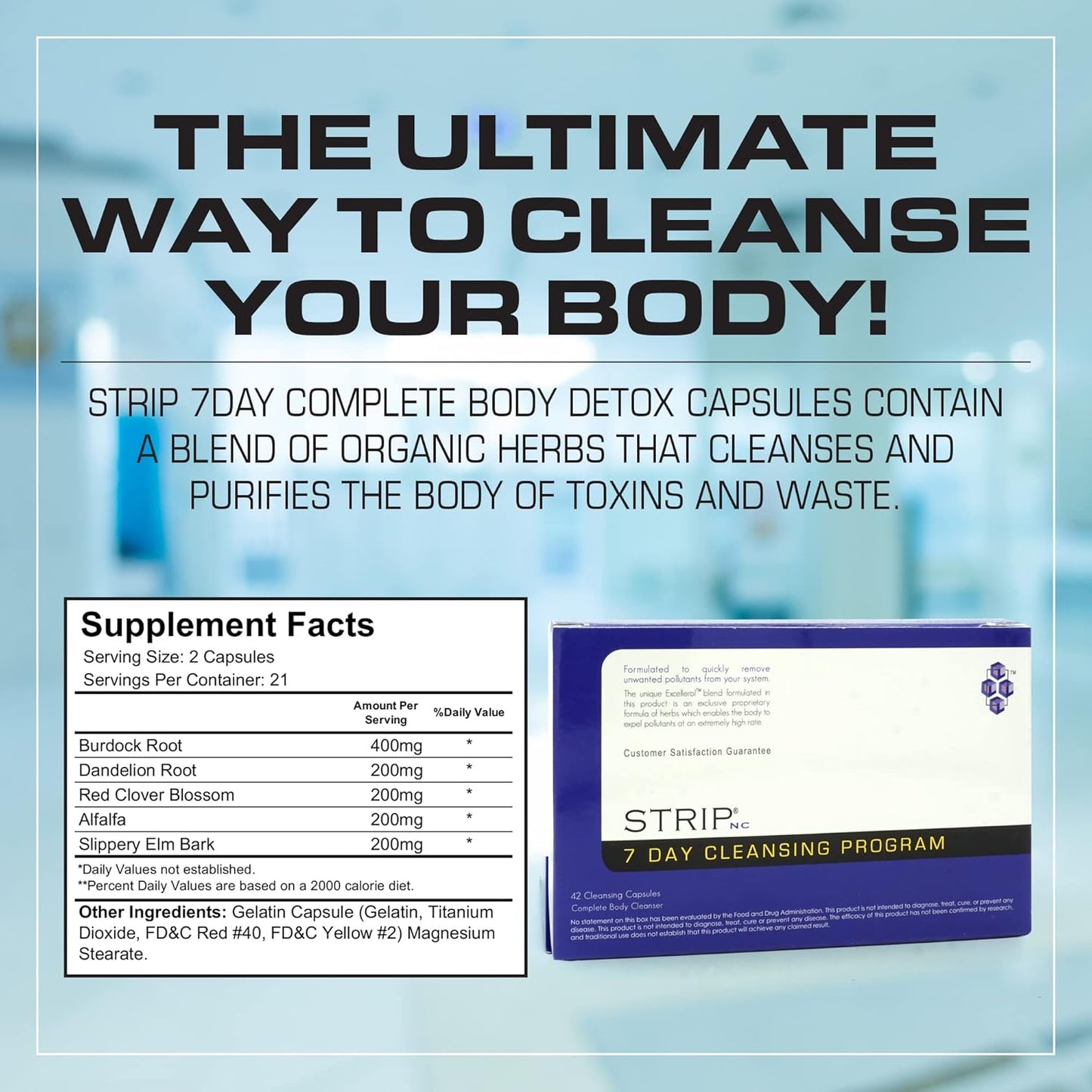 7-Day Detox Cleanse with Cleansing Herbs - Strip NC Fast Capsules for Toxin Elimination (42 Count) - 1 Pack