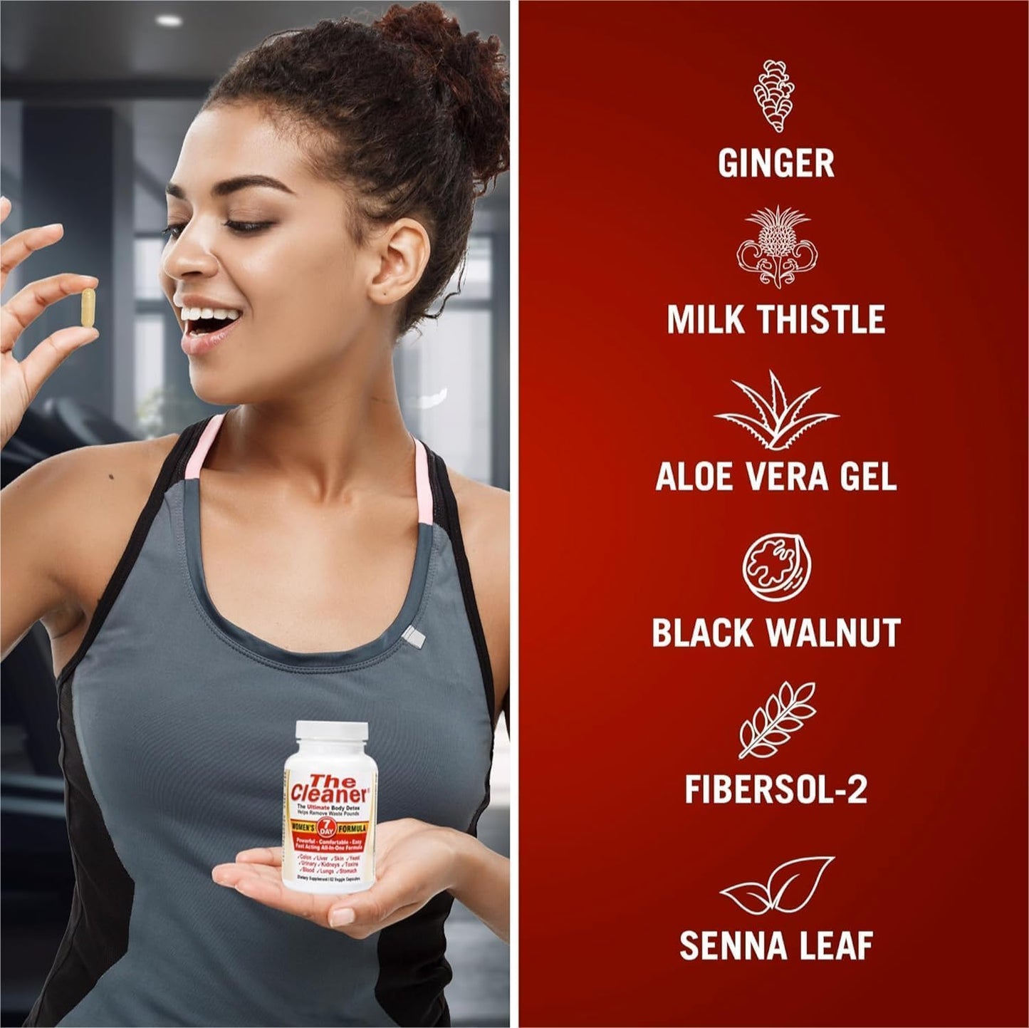 7-Day Ultimate Body Detox for Women - 52 Veggie Capsules, Support Digestive Health, White/Red Formula