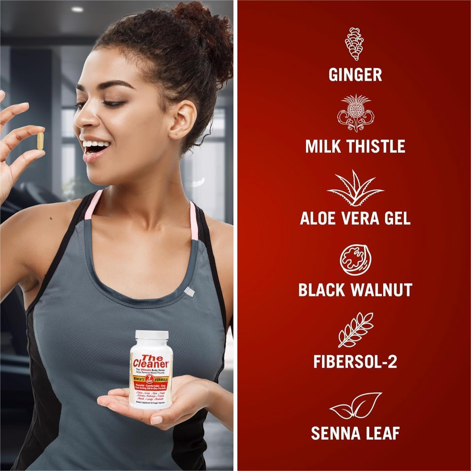 7-Day Ultimate Body Detox for Women - 52 Veggie Capsules, Support Digestive Health, White/Red Formula