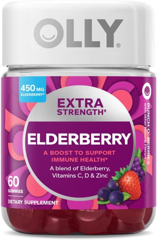 70 Count Adult Multivitamin Gummy with Probiotics and 60 Count Extra Strength Elderberry Gummies for Immune Support