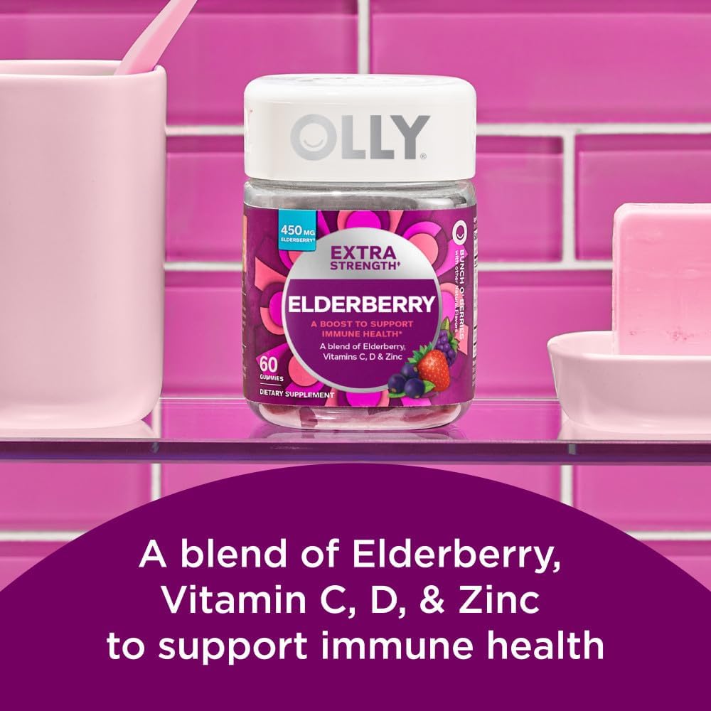 70 Count Adult Multivitamin Gummy with Probiotics and 60 Count Extra Strength Elderberry Gummies for Immune Support