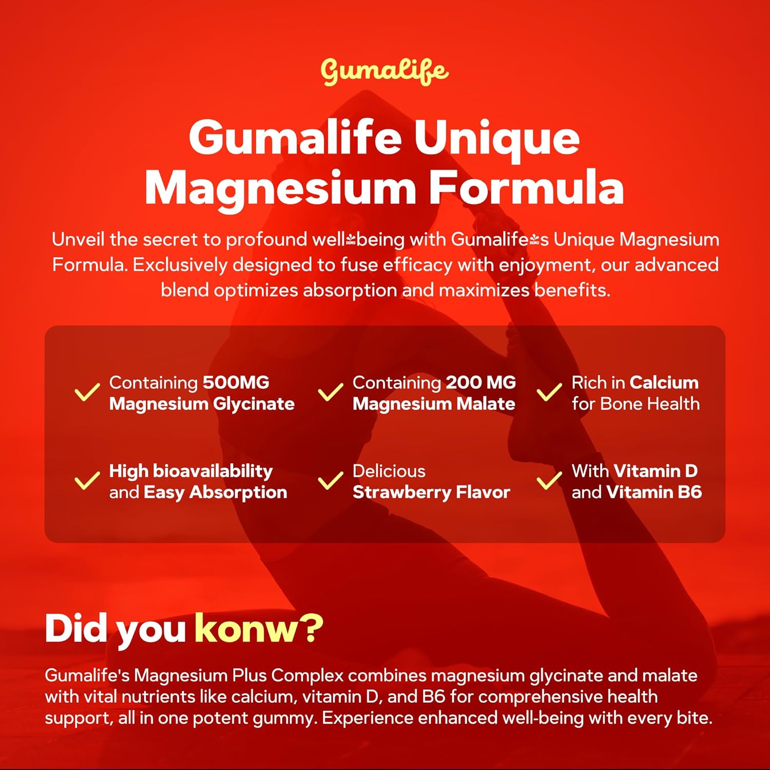 700mg Magnesium Glycinate Gummies by Gumalife - Sugar-Free Relaxation Supplement with 60 Gummies per Box