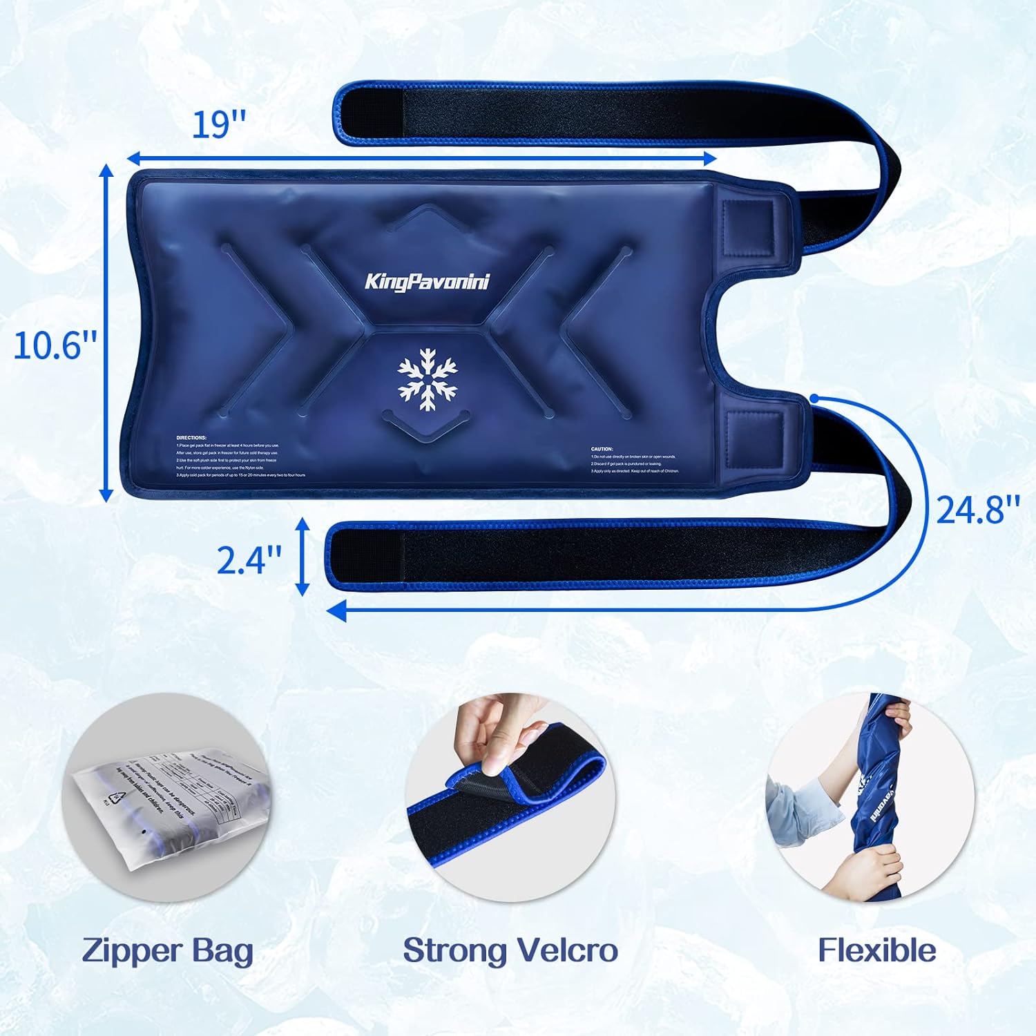 XXL Reusable Gel Ice Pack Wrap for Knee Surgery Recovery - Pain Relief, Swelling, Sports Injuries - Large Ice Pack for Knee Injuries - Blue - Espot.com.au
