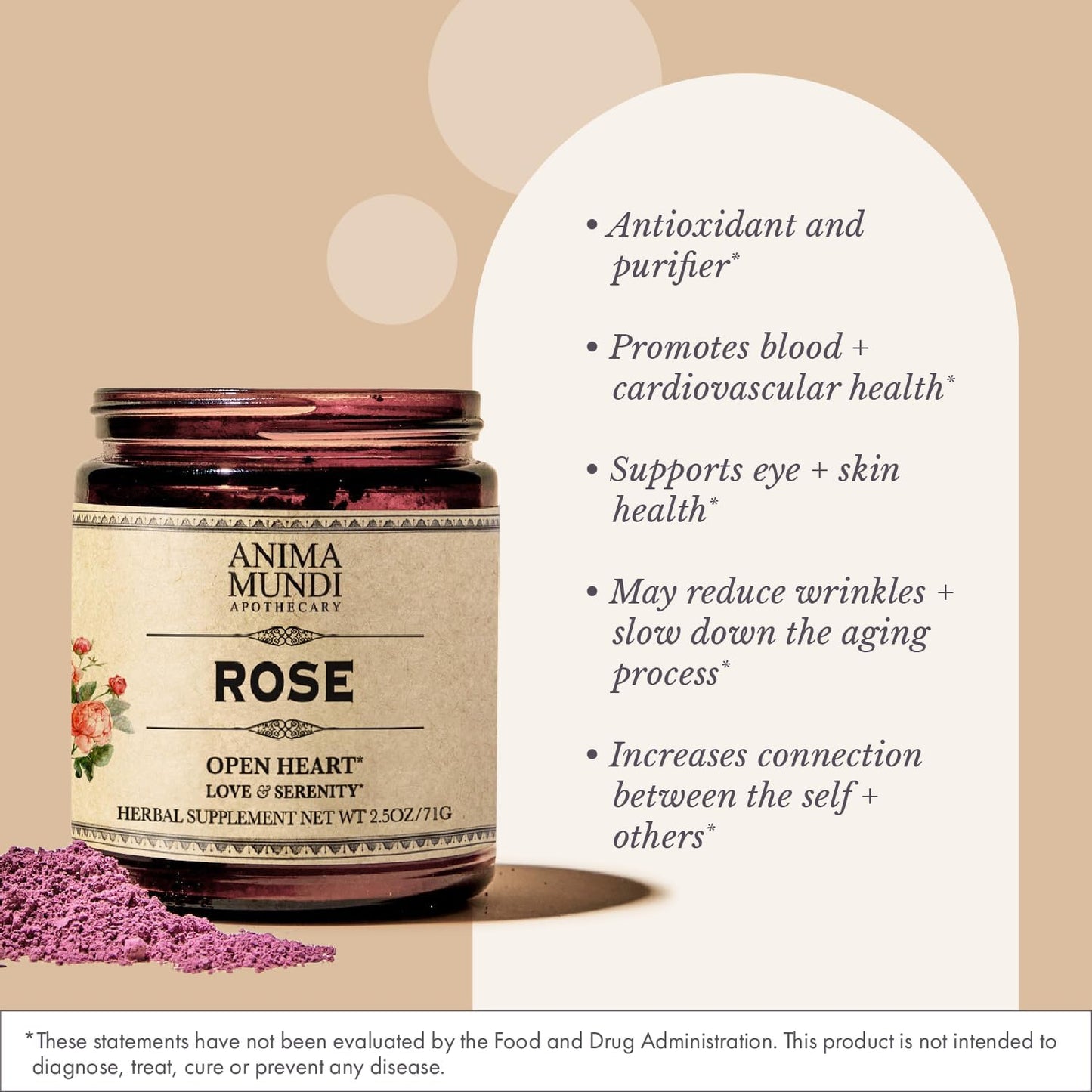 anima-mundi-love-serenity-rose-petal-powder---heart-chakra-blend-for-teas-lattes-desserts---edible-dried-rose-petals-buds---aromatic-fluffy-mix-25oz-71g-2