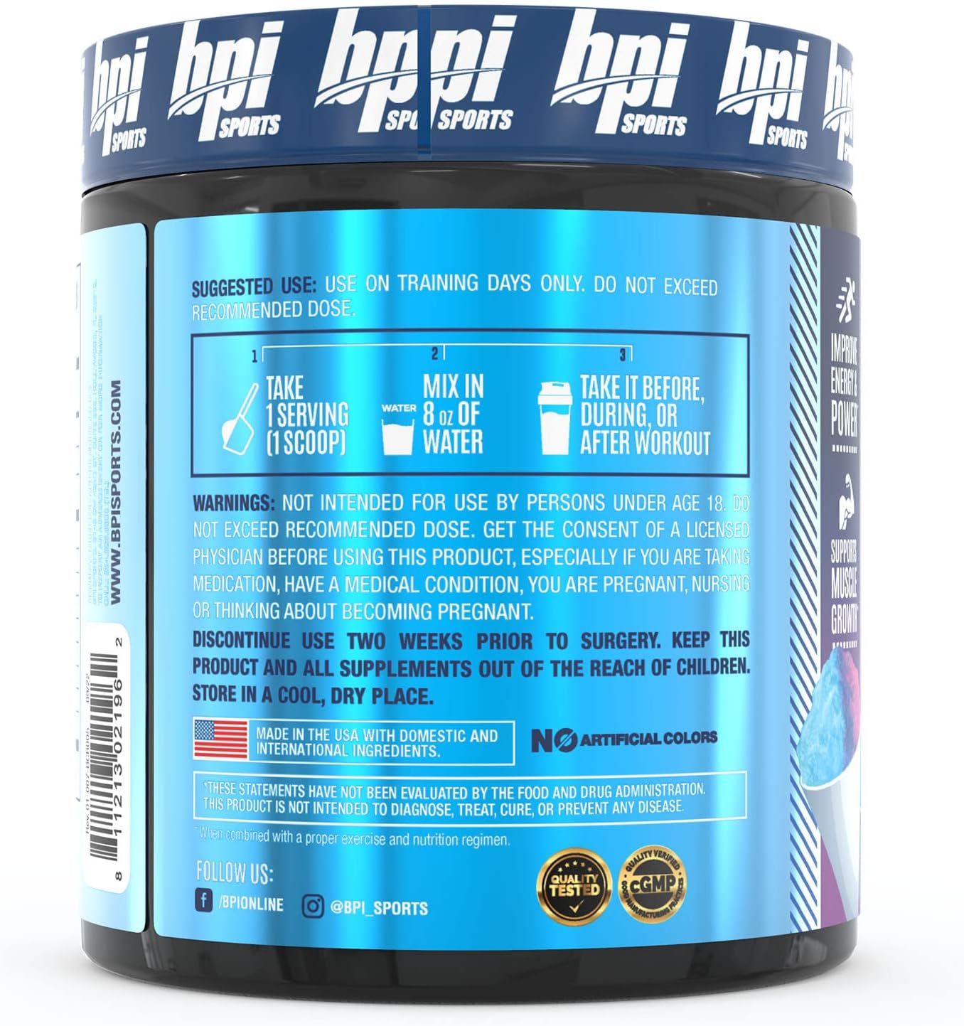bpi-sports-creatine-monohydrate-with-himalayan-salt-for-strength-pump-endurance-muscle-growth-and-definition---snow-cone-flavor---50-servings-1058-oz---no-bloat-formula-2