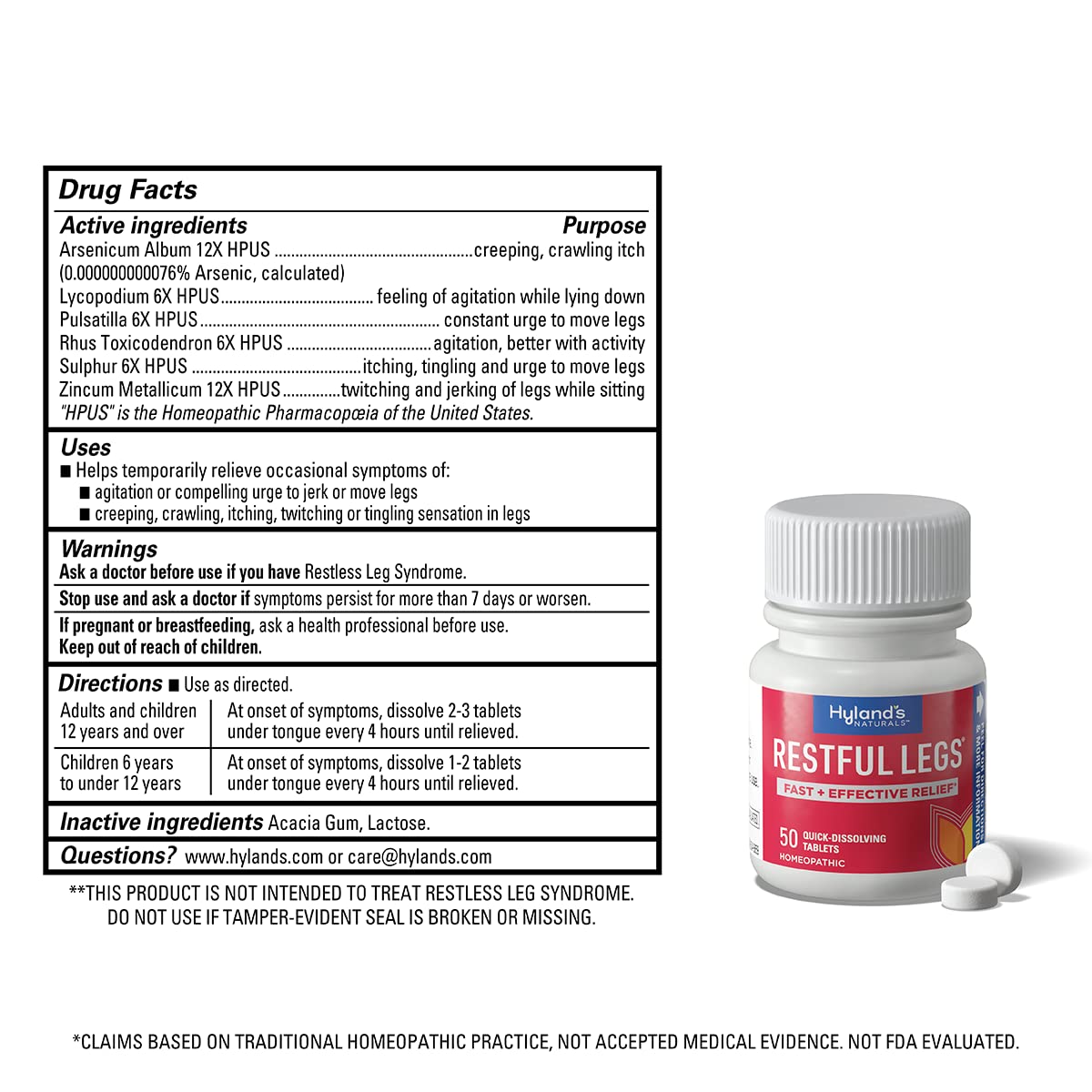 Hyland's Restful Legs Tablets - Pack of 4 (200 Tablets Total) - Espot.com.au