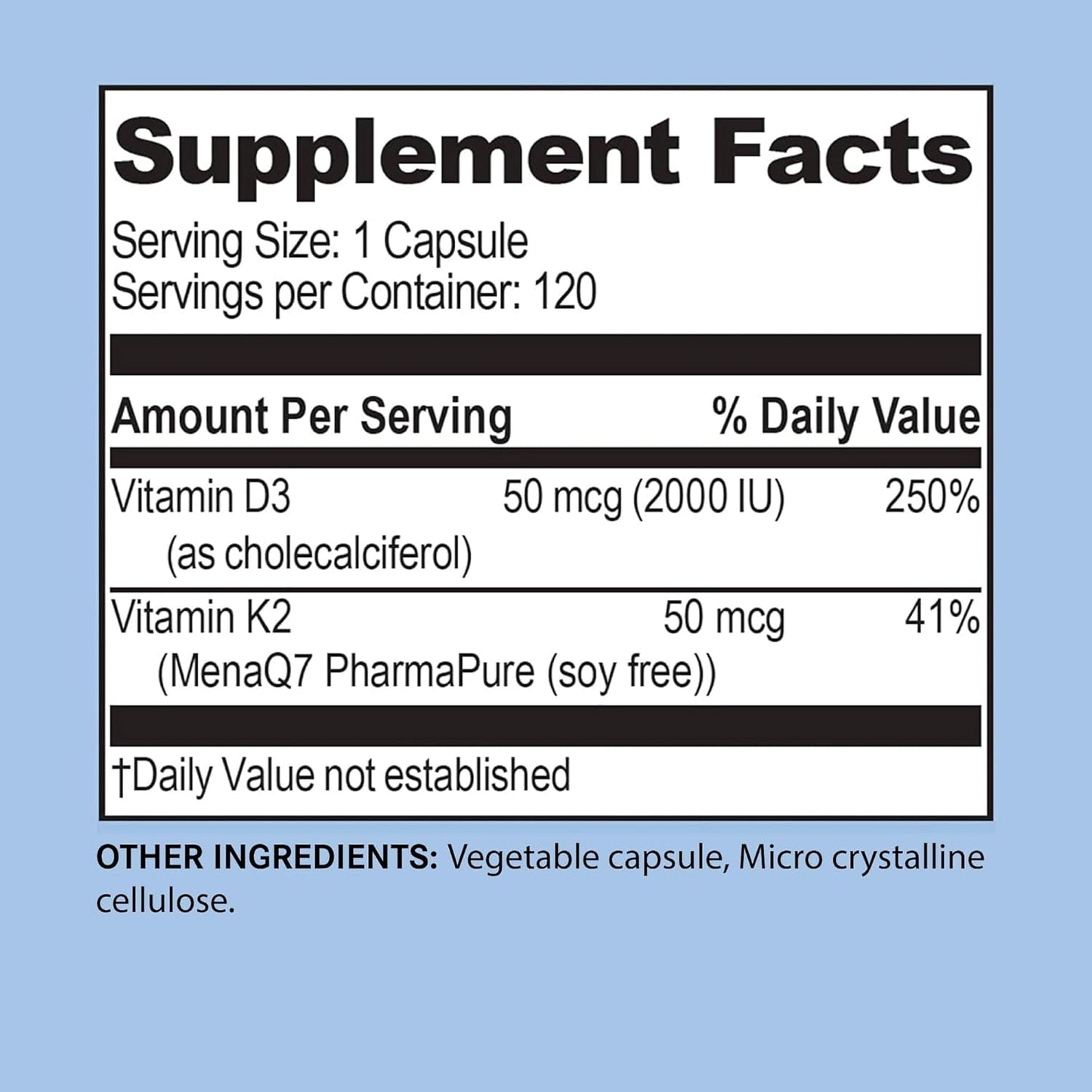 Vitamin D3 K2-2000 IU with MK-7 - Bone Strength & Immune Support - 120 Vegetarian Capsules - Espot.com.au