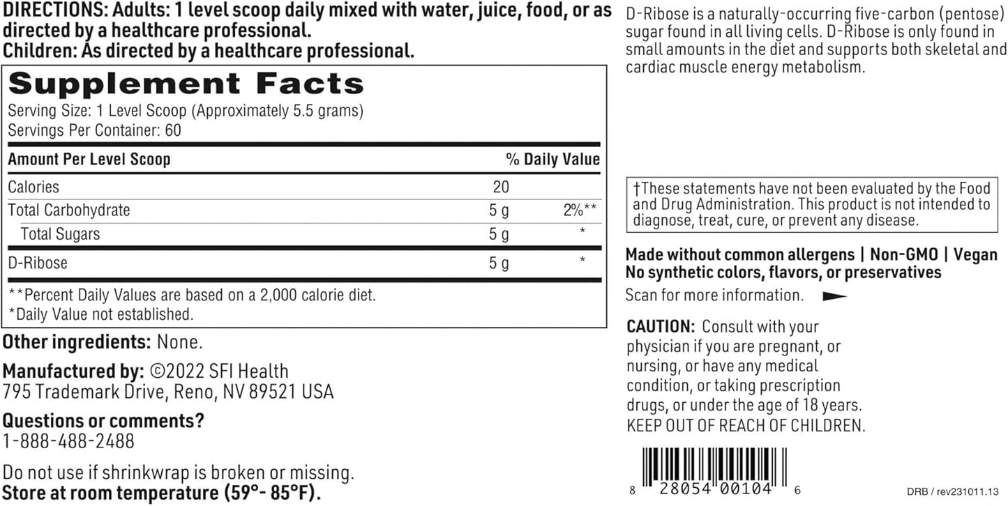 klaire-labs-d-ribose-powder---supports-energy-metabolism-heart-health---hypoallergenic-supplement-with-natural-sweet-taste---mix-in-water-or-juice-300g-5