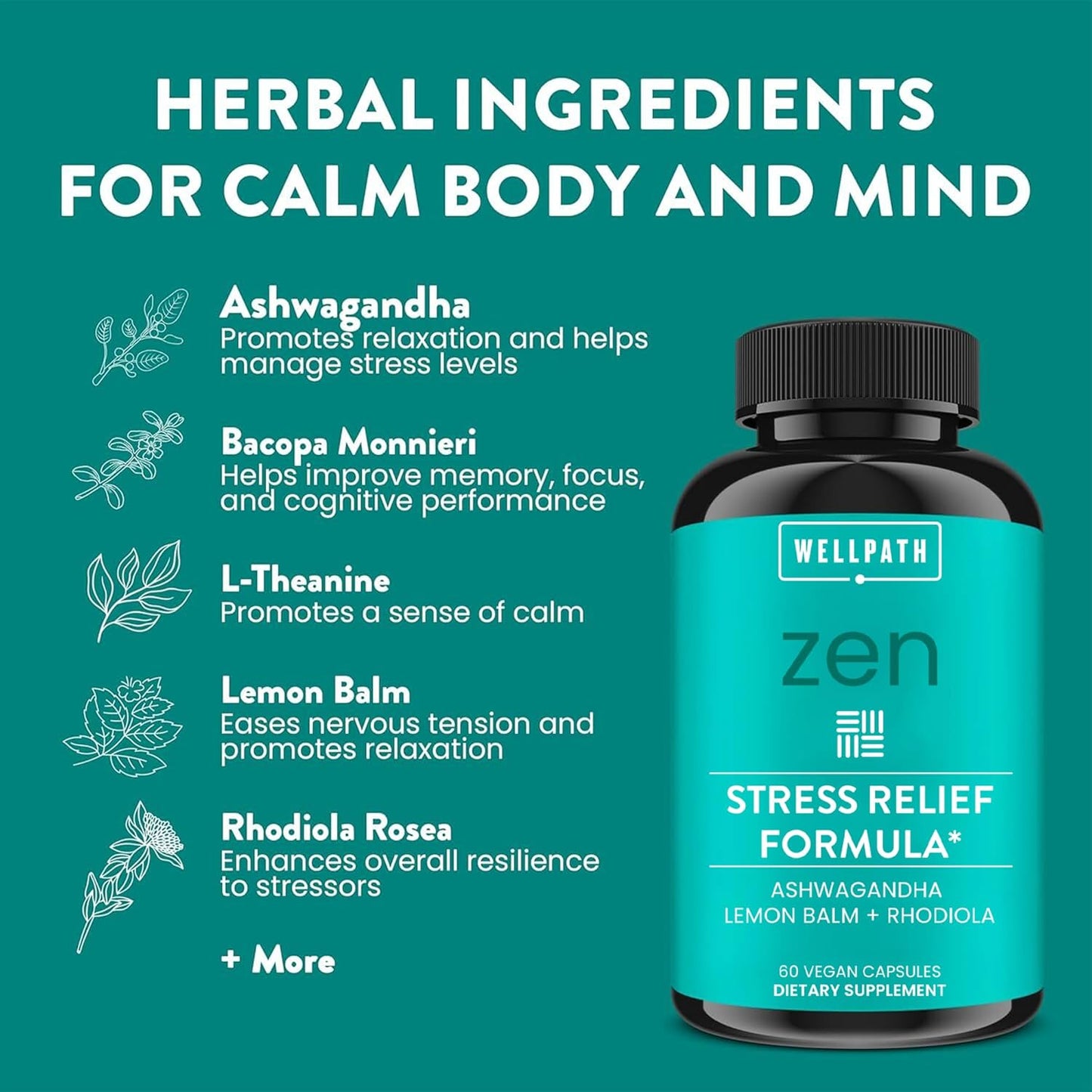 zen-stress-relief-supplement-with-mood-support---herbal-capsules-for-calm-energy-stress---ashwagandha-rhodiola-rosea-l-theanine-lemon-balm---60-ct-3