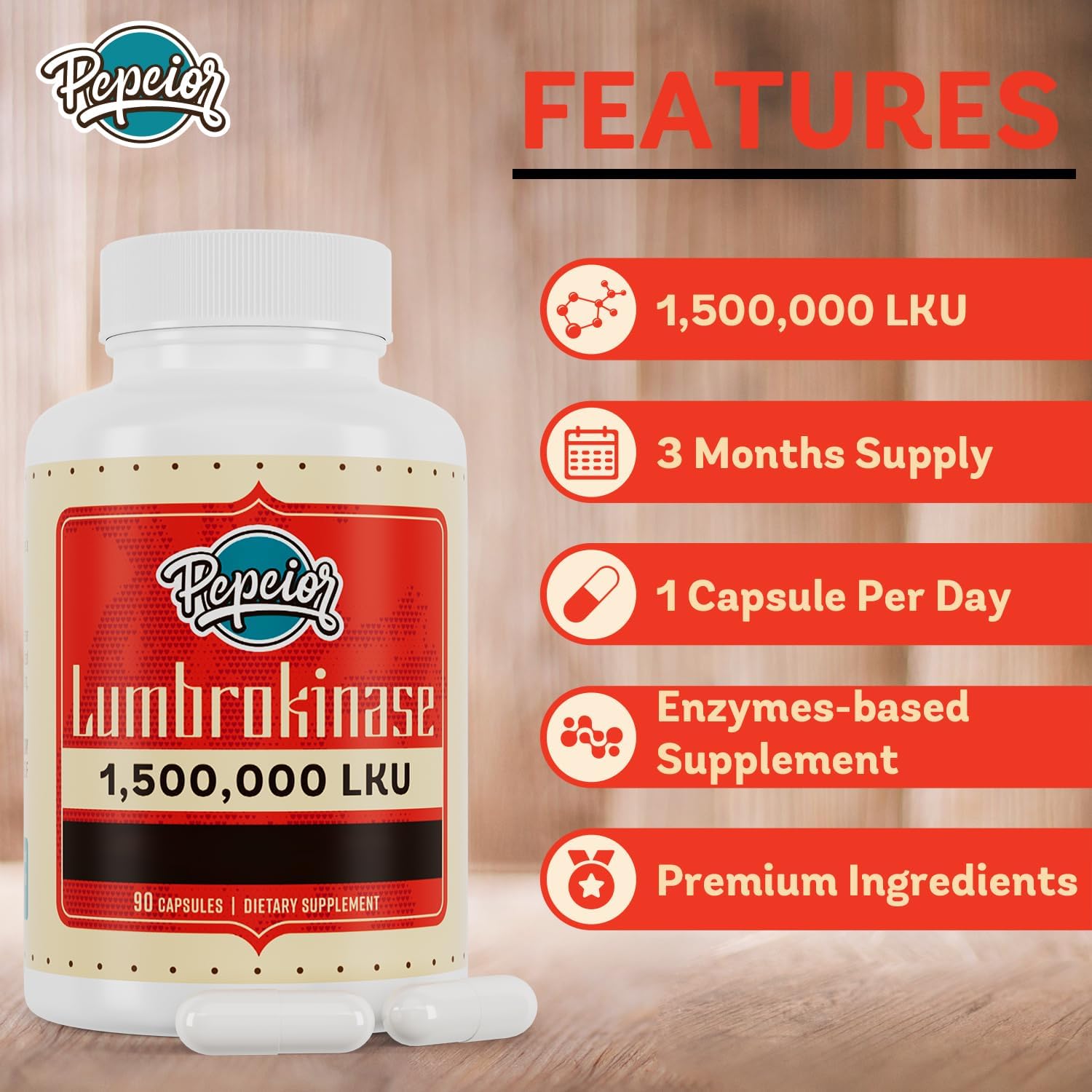 200mg-pepeior-lumbrokinase-supplement-with-max-1500000-lku---enzyme-capsules-for-cardiovascular-health---90-capsules-2-bottles-7
