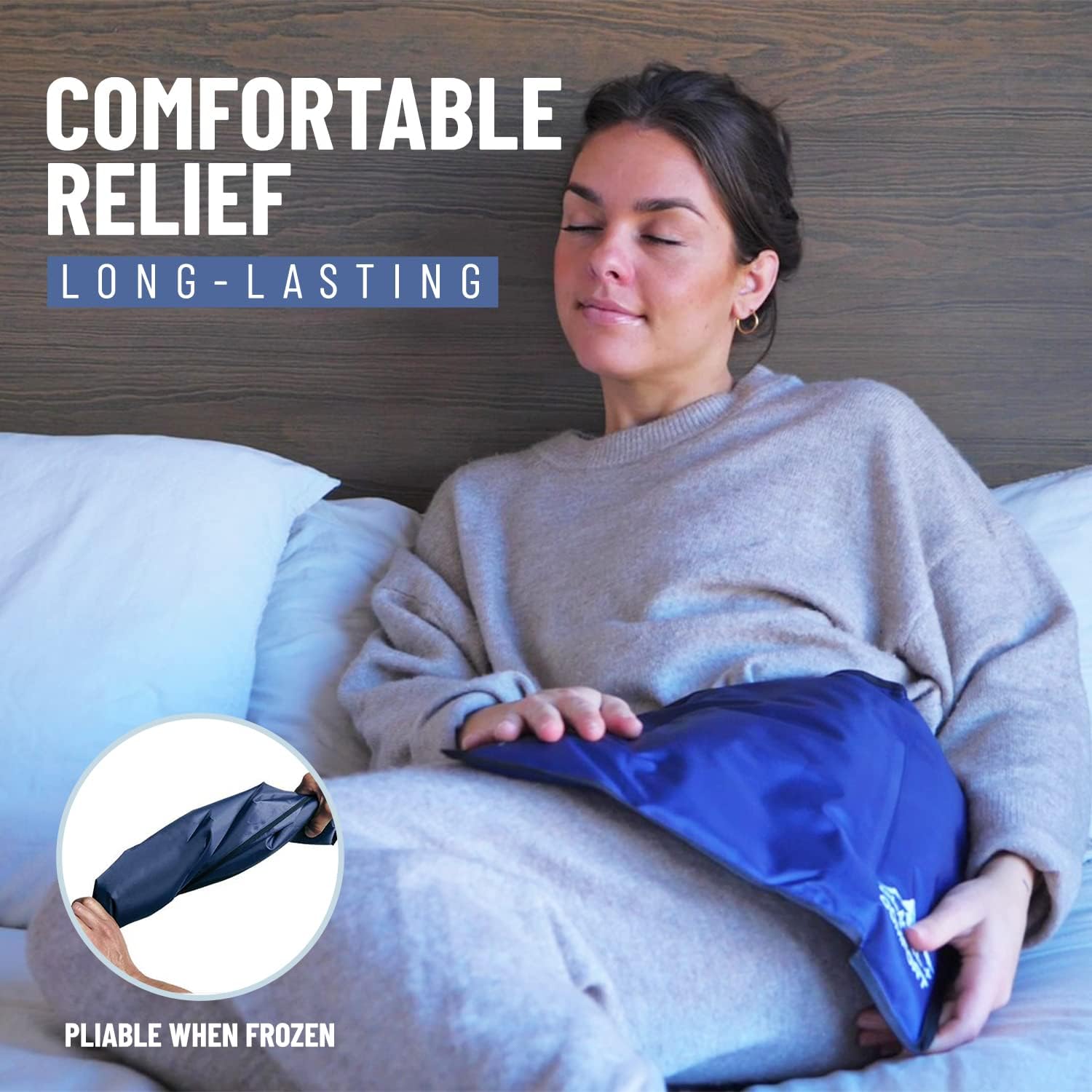 large-gel-ice-pack-for-injuries---reusable-cold-pad-15-x-11-for-back-pain-hip-knee-shoulder-strains-migraine-postpartum-recovery---flex-technology-compression-pad---glacial-comfort-4