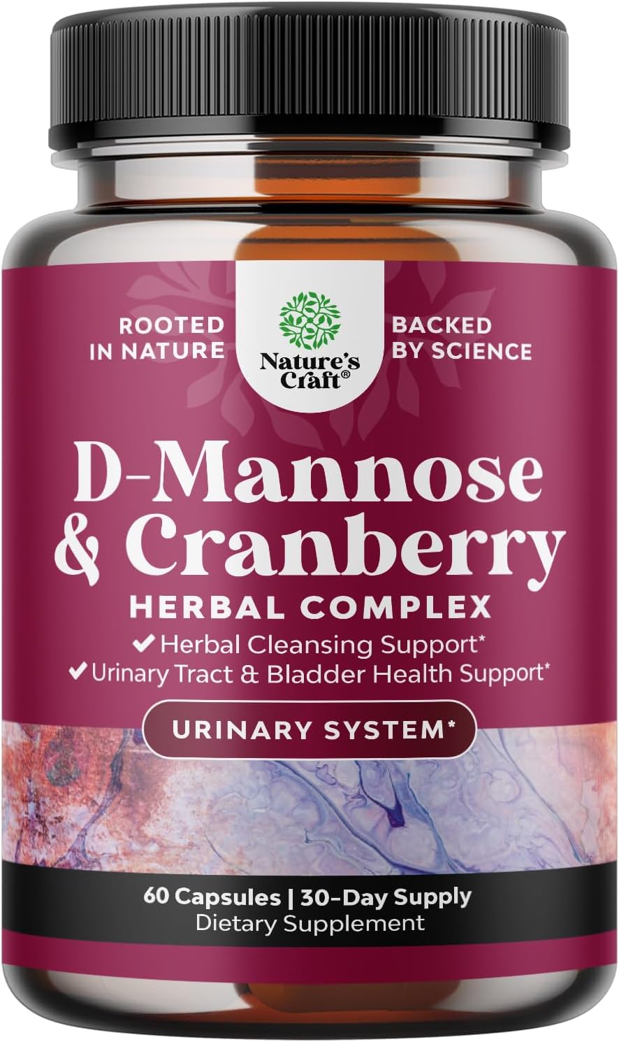 D-Mannose with Cranberry Capsules - 1000mg for Kidney & UTI Support - Bladder Health Supplement for Women & Men - 60 Count - Espot.com.au