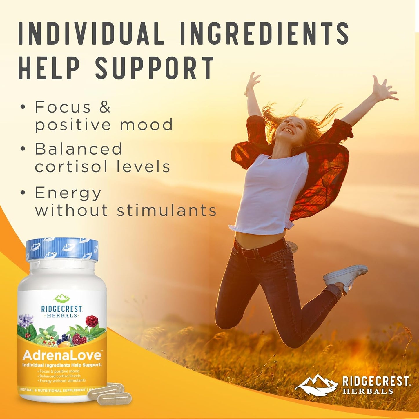 AdrenaLove Adrenal Support Supplement with Adaptogens - 60 Capsules, Stress Relief Formula with Ashwagandha, Ginseng, and B Vitamins - Espot.com.au